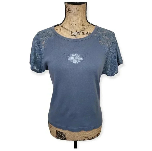 Harley Davidson Y2K (2000) lace sleeve tee. Size Large - Picture 2 of 5